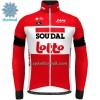 Cykeltøj Langærmet + Bib Cykelbukser Vinter 2022 Lotto Soudal Rød Hvid